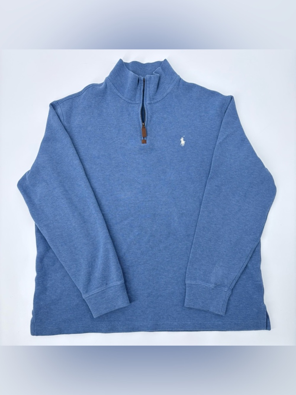 Polo Ralph Lauren Men's Estate Rib Quarter-Zip Pullover Blue Sweater